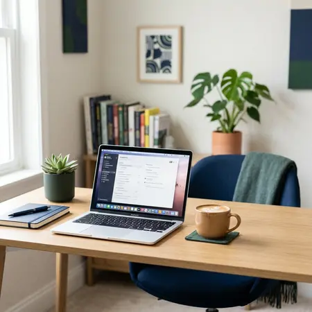 A modern and clean desk workspace